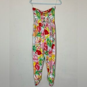 Jolie & Joy Strapless Tropical Jumpsuit Sz L